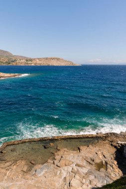 Yunanistan 'ın Keratea kentindeki Daskalio körfezinde deniz manzaralı Panorama