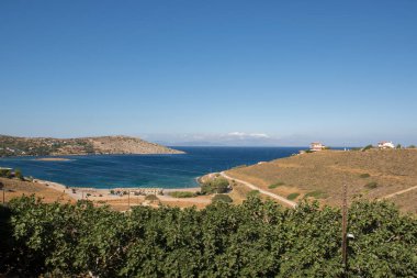 Yunanistan 'ın Keratea kentindeki Daskalio körfezinde deniz manzaralı Panorama