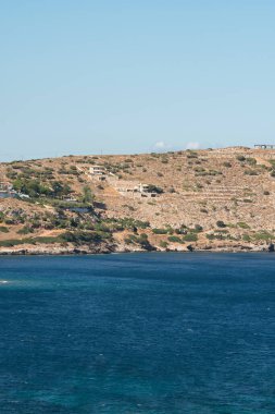 Yunanistan 'ın Keratea kentindeki Daskalio körfezinde deniz manzaralı Panorama