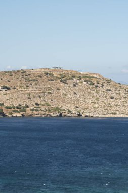 Yunanistan 'ın Keratea kentindeki Daskalio körfezinde deniz manzaralı Panorama