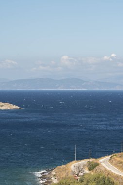 Yunanistan 'ın Keratea kentindeki Daskalio körfezinde deniz manzaralı Panorama