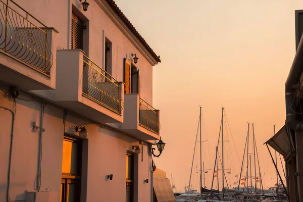 Paleizen Straten Bij Zonsondergang Aegina Griekenland — Stockfoto