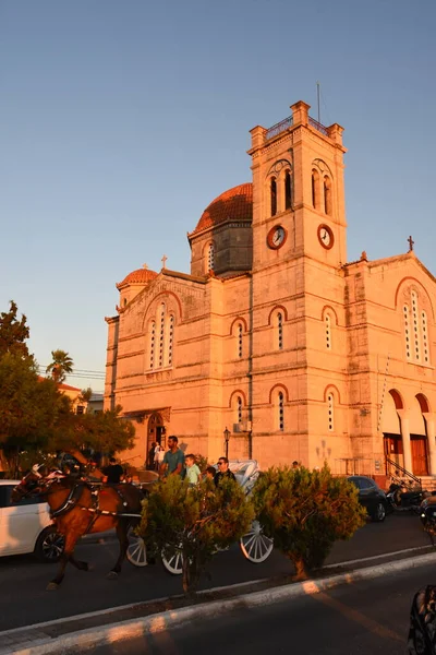 Palaces Streets Sunset Aegina Greece — Stock Photo, Image