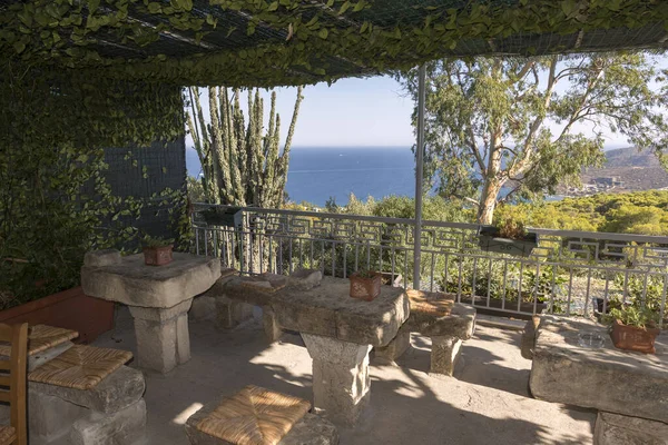 Pflanzen Und Panorama Vom Aphaia Tempel Auf Der Insel Egina — Stockfoto