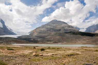 Kanada Alberta 'daki Icefield Parkway yolu boyunca manzara