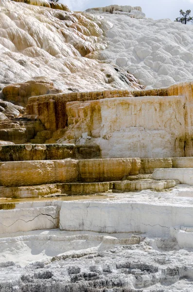 アメリカのワイオム温泉における温泉と石灰岩の形成 — ストック写真