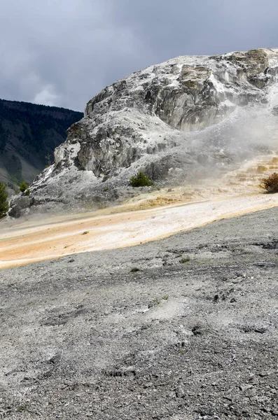 Thermal Springs Limestone Formations Mammoth Hot Springs Wyoming America — Stock Photo, Image