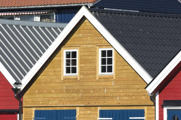 Coloridas Casas Madera Mar Osoyro Noruega —  Fotos de Stock