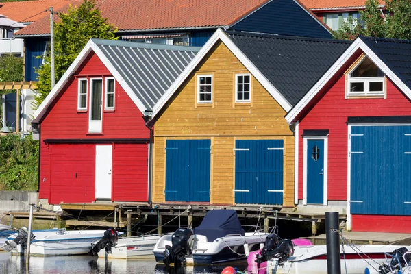 Maisons Bois Colorées Sur Mer Osoyro Norvège — Photo