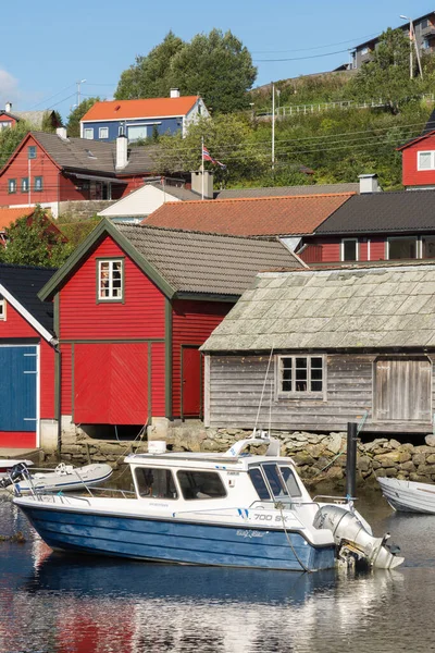 Maisons Bois Colorées Sur Mer Osoyro Norvège — Photo