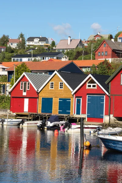 Maisons Bois Colorées Sur Mer Osoyro Norvège — Photo