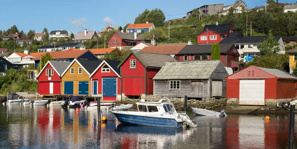 Coloridas Casas Madera Mar Osoyro Noruega — Foto de Stock