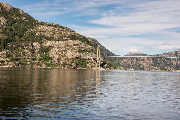 Híd Lysefjord Fjordon Stavangerben Norvégiában — Stock Fotó