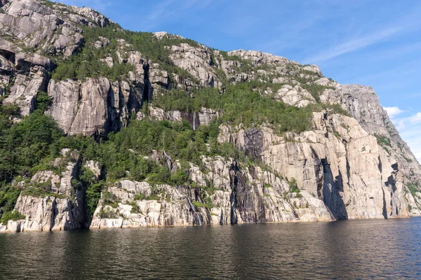 Hajókirándulás Lysefjord Fjord Norvégiában — Stock Fotó