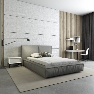 Bedroom-loft for a teenager. 3d rendering clipart