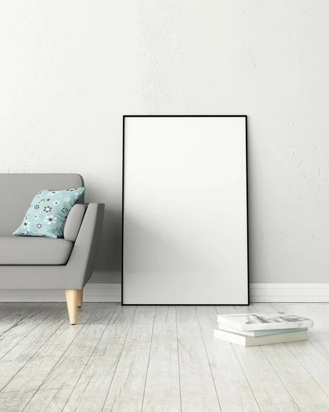 Rendering Empty Frame Mock Interior Objects — Stock Photo, Image