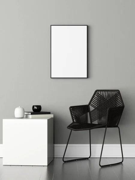 Rendering Empty Frame Mock Interior Objects — Stock Photo, Image