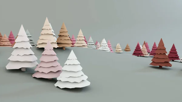 Weihnachtsbaum Niedriger Polygonaler Winter Klimawandel Und Wetter Darstellung Eines Waldes — Stockfoto