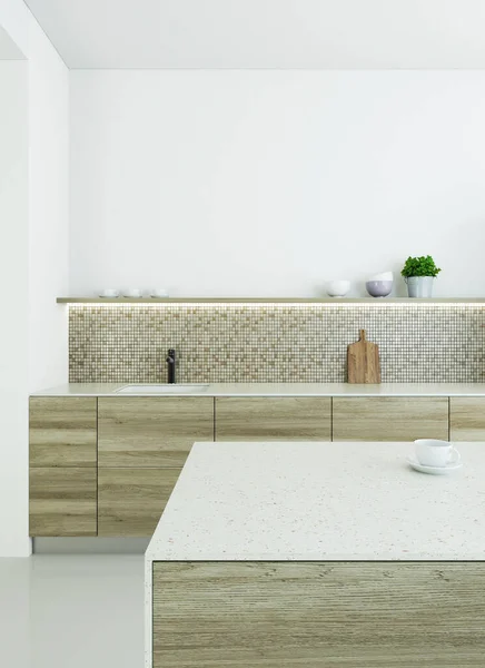 Die Küche Ist Minimalistisch Insel Mit Blick Auf Die Küchenmöbel — Stockfoto