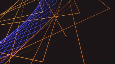 Neon arka plan. Geometri neonu parlıyor. Geçmişi. LED desenli parlak bir pankart. 3d oluşturma.