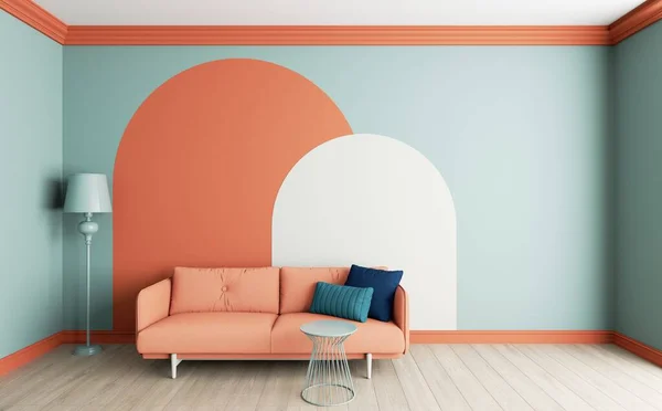 Interno Colorato Con Archi Arredamento Interno Con Mobili Visualizzazione Degli — Foto Stock