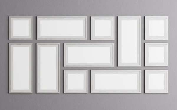 Representación Pinturas Blanco Insertar Foto Marco Vacío Diseño Carteles Pared —  Fotos de Stock