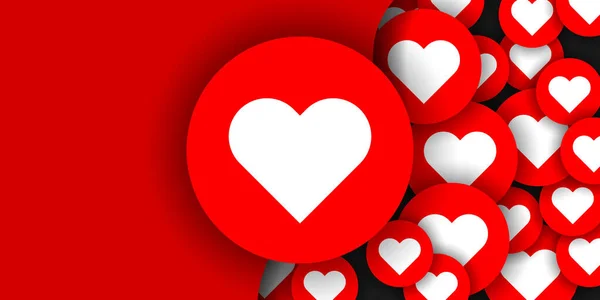 Horizontal Mídia Social Cobrir Modelo Amor Fundo Vermelho Com Ilustração —  Vetores de Stock