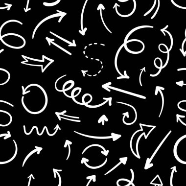 Farklı oklar, dikişsiz desen. Yaratıcı soyut arka plan. Moda kıyafet tasarımı için vektör illüstrasyonu