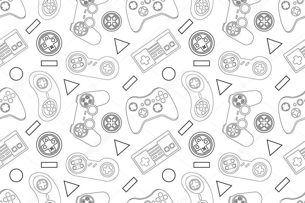 Video game controller background Gadgets and devices seamless pattern vector Eps10