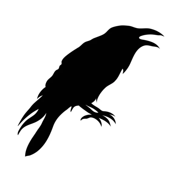 Ravens Black Silhouette Vector Illustration Isolated White Background Eps — Stock Vector