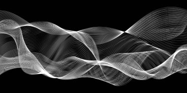 Siyah arkaplan vektöründeki modern soyut dalga çizgileri