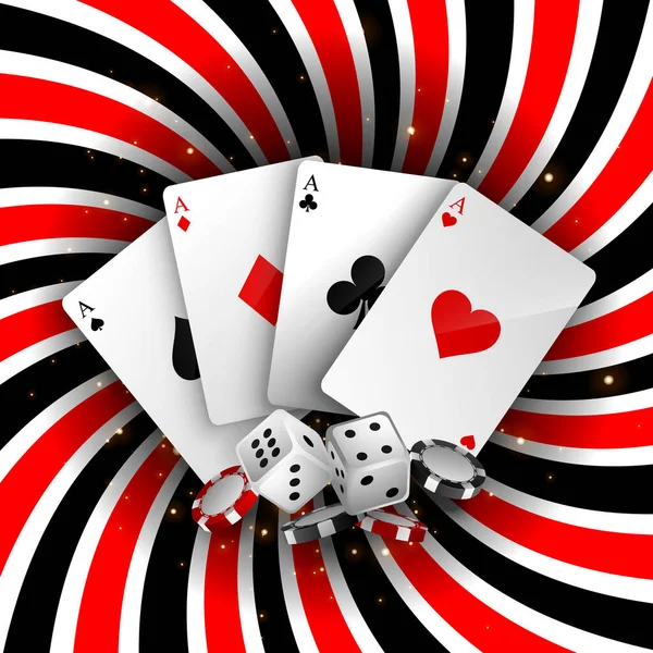 Fundo Casino Com Cartas Jogo Fichas Dados Banner Vetorial Moderno — Vetor de Stock
