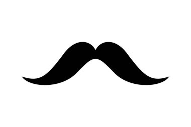 Siyah bıyıklı erkek silueti. Vektör illüstrasyonu