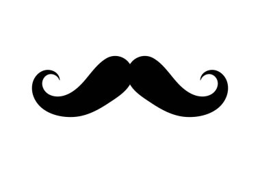 Siyah bıyıklı erkek silueti. Vektör illüstrasyonu