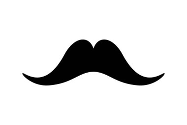 Siyah bıyıklı erkek silueti. Vektör illüstrasyonu