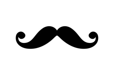 Siyah bıyıklı erkek silueti. Vektör illüstrasyonu