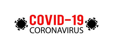 Coronavirus konsepti tipografi tasarım logosu. COVID-19 adlı hastalık, tehlikeli virüs taşıyıcı illüstrasyonu
