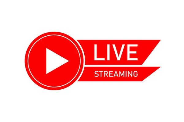 Live Streaming Ikon Röd Symbol Och Knappar För Live Streaming — Stock vektor