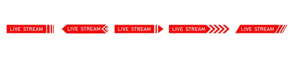 Live Streaming Rotes Symbol Und Schaltflächen Für Live Streaming Übertragung — Stockvektor