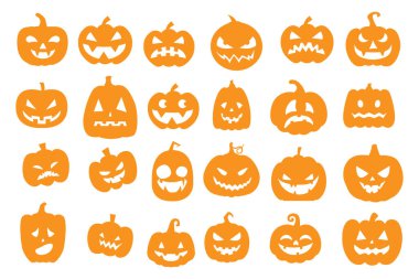 Beyaz arkaplanda izole edilmiş büyük bir Cadılar Bayramı balkabağı emoji vektör simgesi çizimi.