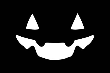 Cadılar Bayramı beyaz yüz duygu vektör illüstrasyonu siyah arkaplanda izole. Tişörtler, arka planlar, duvar kağıtları, resimler vs. için yazdır. Vektör EPS 10