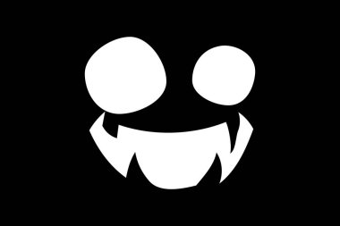 Cadılar Bayramı beyaz yüz duygu vektör illüstrasyonu siyah arkaplanda izole. Tişörtler, arka planlar, duvar kağıtları, resimler vs. için yazdır. Vektör EPS 10