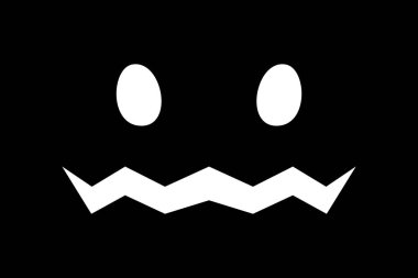 Cadılar Bayramı beyaz yüz duygu vektör illüstrasyonu siyah arkaplanda izole. Tişörtler, arka planlar, duvar kağıtları, resimler vs. için yazdır. Vektör EPS 10