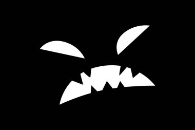 Cadılar Bayramı beyaz yüz duygu vektör illüstrasyonu siyah arkaplanda izole. Tişörtler, arka planlar, duvar kağıtları, resimler vs. için yazdır. Vektör EPS 10