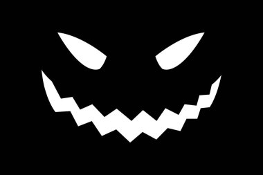 Cadılar Bayramı beyaz yüz duygu vektör illüstrasyonu siyah arkaplanda izole. Tişörtler, arka planlar, duvar kağıtları, resimler vs. için yazdır. Vektör EPS 10