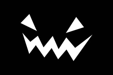 Cadılar Bayramı beyaz yüz duygu vektör illüstrasyonu siyah arkaplanda izole. Tişörtler, arka planlar, duvar kağıtları, resimler vs. için yazdır. Vektör EPS 10