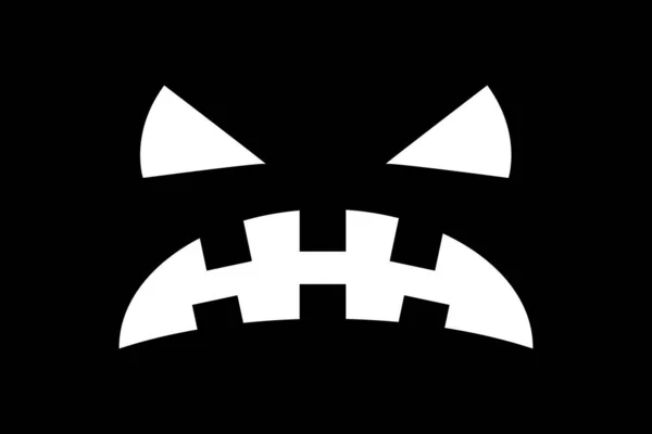 Halloween Fehér Arc Érzelem Vektor Illusztráció Elszigetelt Fekete Háttérrel Nyomtatás — Stock Vector