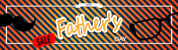 Feliz Día Del Padre Banner Venta Fondo Rayado Con Gafas — Vector de stock