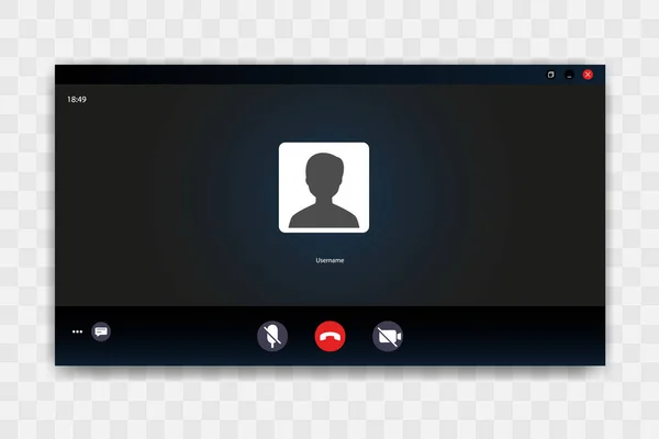 Video Call Screen Template Videocall Interface Online Webinar Video Conference — Stock Vector