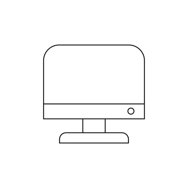 Computer Monitor Screen Flat Line Icon Cartoon Desktop Frame Vector — Stock Vector